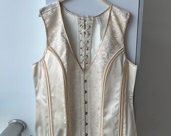 Champagne Gold Mens Corset,Gentleman Lace Up Prom Vest Corset With Gold Bonings,Corset Top Sleeveless Corset Men Gift For Him,Wedding Vest