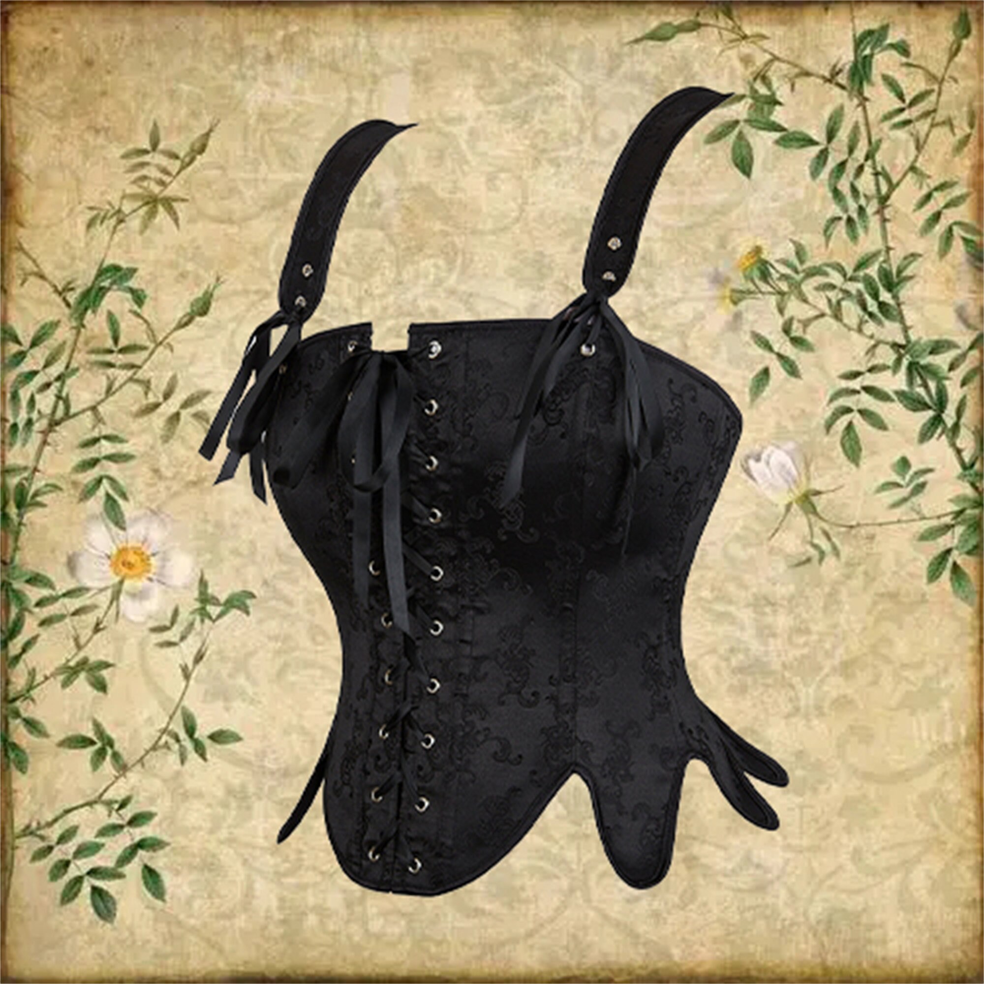 Retro Corset Black Corset Bodysuit Overbust Corset Women Etsy