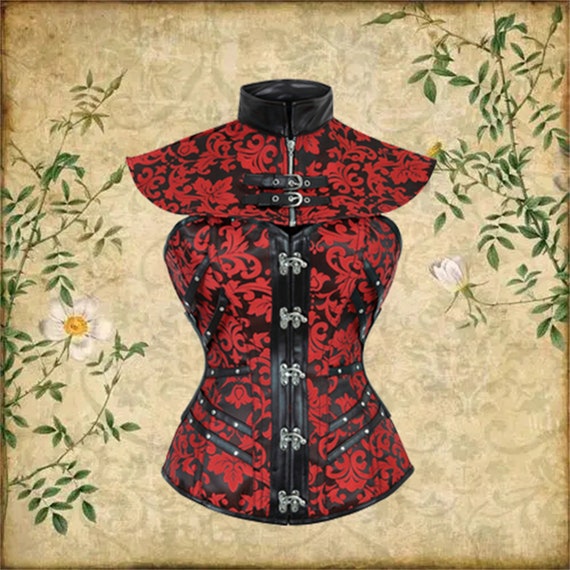 Women Steampunk Corset Top Sexy Bustier Gothic Overbust Leather Bustier  Shaper