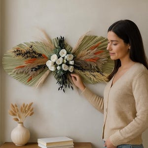 pampas wall decor, boho wedding decor, dried palm leaves, rustic dried grass, wedding backdrop, floral arrangement, boho home decor