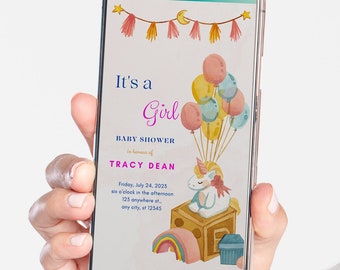 It's a girl baby shower invitation, DIGITAL Baby Shower Invitation, Electronic Girl Baby Shower Invitation, Editable, It's a Girl invites