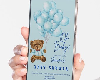 Digital Baby Shower invitation, Electronic Invite, macaron blue  Electronic Invitation, DIY Gender Neutral, Evite digital, electronic, CANVA