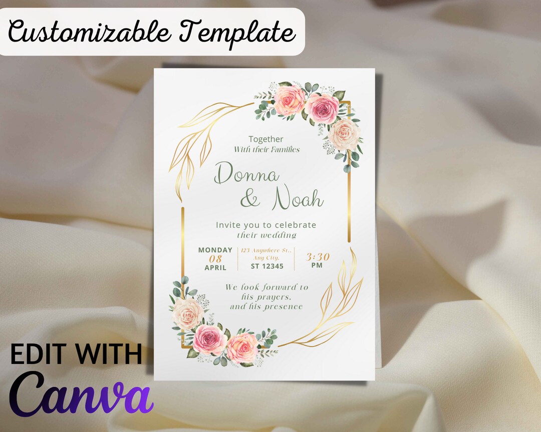 Wedding Invitation Canva Template, Canva Wedding Invitation Template