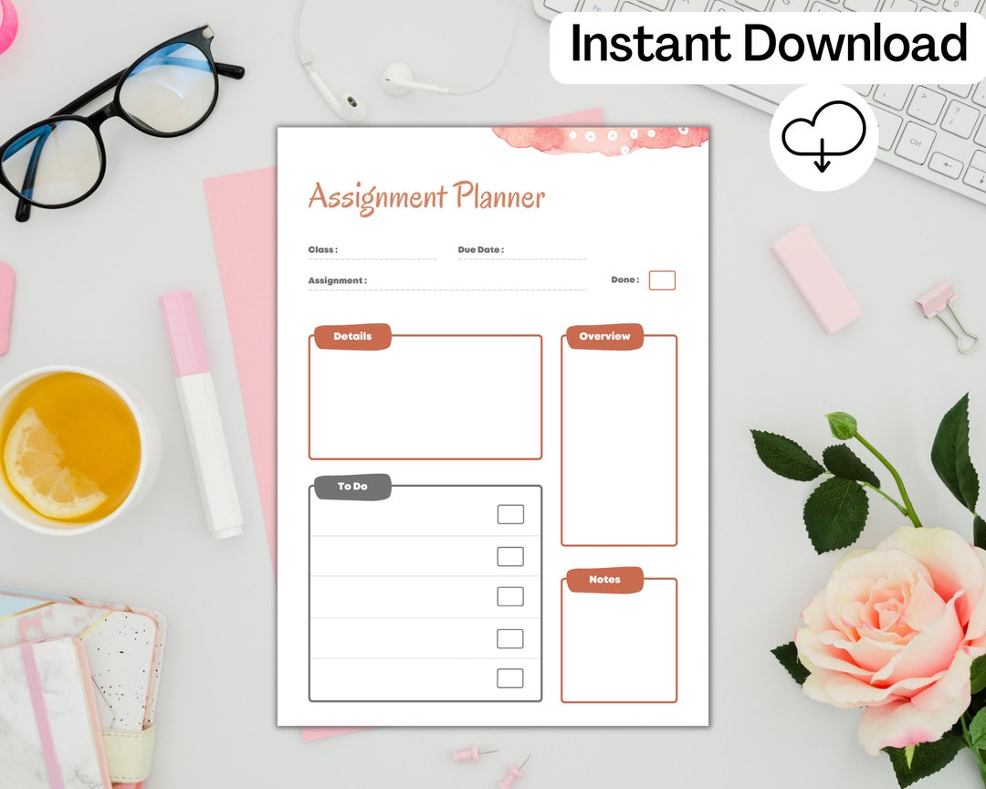 Digital Assignment Planner/ Printable Chapter Summary/ Class Schedule ...