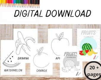 Coloriages Fruits | Activité enfants| Coloriages| Fruits de couleur| Livre de coloriage pour enfants