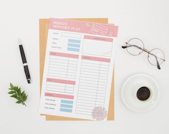 Printable Monthly Budget Planner, Budget Tracker,  Paycheck Budget Printable, Budget Template A4, Finance Tracker, INSTANT DOWNLOAD