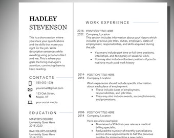 Professional Resume Template Word | CV Template Professional | Cover Letter and Reference Templates | Minimalist Template
