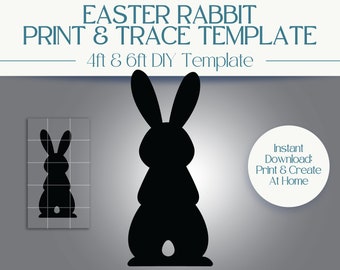 4ft and 6ft Easter Rabbit Template: Print & Trace Stencil PDF For Wood Silhouette | Light Up Rabbit