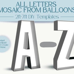 Todas las letras Mosaico con globos / 2ft, 3ft, 4ft, 5ft, 6ft, 7ft Marquee Numbers / Decoración de la fiesta de cumpleaños con instrucciones