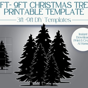 Modello per albero di Natale da 3 piedi, 4 piedi, 5 piedi, 6 piedi, 7 piedi, 8 piedi, 9 piedi: PDF stencil stampabile per decorazioni in legno per il cortile dell'albero di Natale