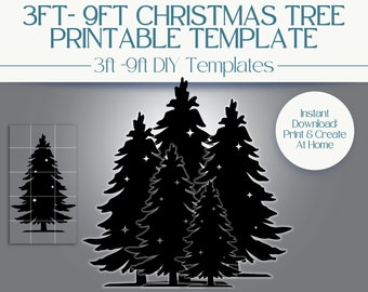 3ft, 4ft, 5ft, 6ft, 7ft, 8ft, 9ft Christmas Tree Template: Printable Stencil PDF For Wood Christmas Tree Yard Decorations