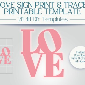 2ft, 3ft, 4ft Love Words Template: Printable Stencil PDF For Wood Light Up Valentine & Wedding Decor