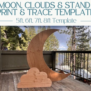 Decorazioni per fondali con modelli "Sopra la luna e le nuvole" da 5 piedi, 6 piedi, 7 piedi e 8 piedi con supporti / Decorazioni per feste di compleanno / Baby shower / Fai da te