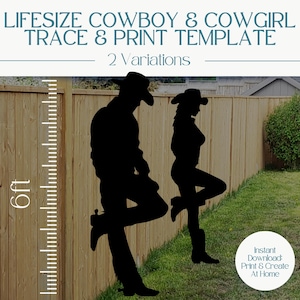 Cowboy e cowgirl pendenti a grandezza naturale da 5 piedi e 6 piedi / Arte da giardino / Decorazioni fai da te per il portico / Country Western / USA