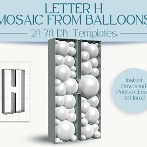 Letter H Mosaic With Balloons | 2ft, 3ft, 4ft, 5ft, 6ft, 7ft Marquee Numbers | Birthday Party Décor With Instructions