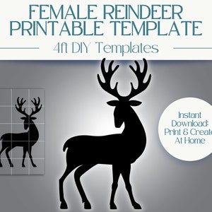 4ft Female Reindeer Christmas Holiday Template: Printable Stencil PDF For Wood Reindeer Scene
