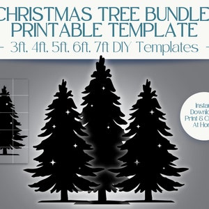 3ft, 4ft, 5ft, 6ft, 7ft Christmas Tree Template: Printable Stencil PDF For Wood Christmas Tree | Yard Decoration