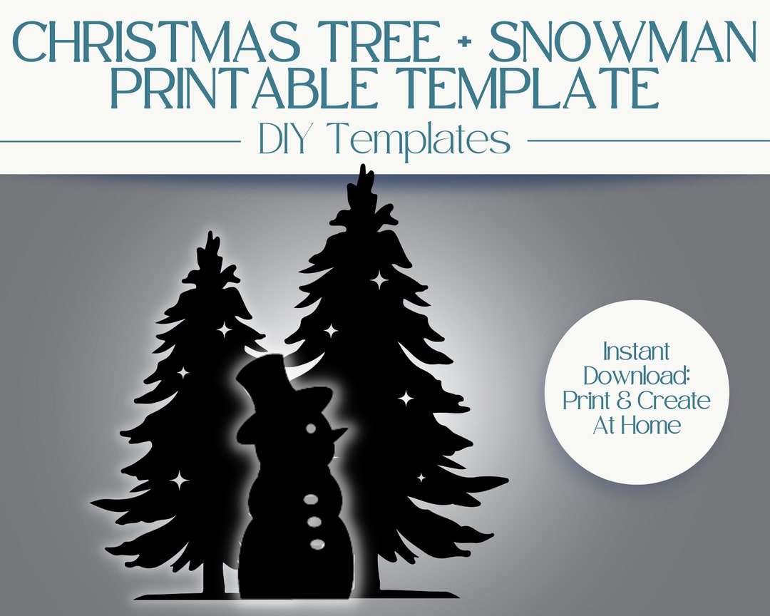 Snowman and Christmas Tree Template: Printable Stencil PDF for Wood ...