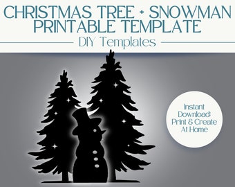 Snowman And Christmas Tree Template: Printable Stencil PDF For Wood Christmas Tree 3ft, 4ft, 5ft