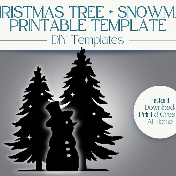 Snowman And Christmas Tree Template: Printable Stencil PDF For Wood Christmas Tree 3ft, 4ft, 5ft