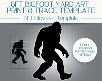 6ft Bigfoot Halloween Sasquatch Yard Art Decoration | Printable Template | Holiday Decor | Print & Trace Stencil