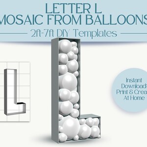 Letra L Mosaico Com Balões | Números de letreiro de 2 pés, 3 pés, 4 pés, 5 pés, 6 pés, 7 pés | Decoração de festa de aniversário com instruções