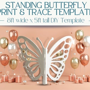 5ft Tall 8ft Wide Butterfly Wood Template: Print & Trace Stencil PDF for Wood Silhouette | Spring Decor | Birthday Decor