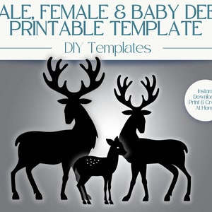 4.5ft Male & 4ft Female Reindeer with 2.5ftBaby Calf | Christmas Holiday Template Combo: Printable Stencil PDF
