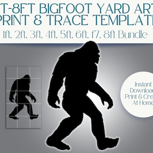 1ft, 2ft, 3ft, 4ft, 5ft, 6ft, 7ft, 8ft Bigfoot Halloween Sasquatch Decoration | Halloween Yard Art | Print & Trace Stencil