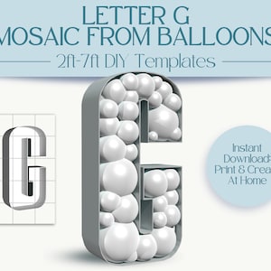 Letter G Mosaic With Balloons | 2ft, 3ft, 4ft, 5ft, 6ft, 7ft Marquee Numbers | Birthday Party Décor With Instructions
