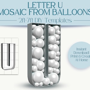 Letter U Mosaic With Balloons | 2ft, 3ft, 4ft, 5ft, 6ft, 7ft Marquee Numbers | Birthday Party Décor With Instructions