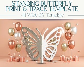 4ft Wide Butterfly Wood Template: Print & Trace Stencil PDF For Wood Silhouette | Spring Decor | Birthday Decor