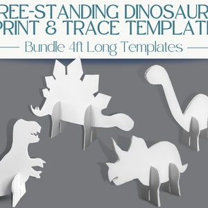 Vrijstaande 4ft DIY dinosaurus knipsel sjabloon voor jongens of meisjes | Leuke Dino-feestdecoraties | Verjaardagsfeest met dinosaurusthema