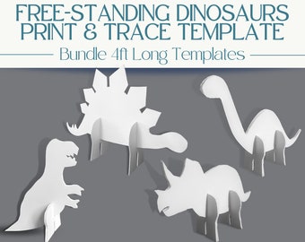 Free-standing 4ft DIY Dinosaur Cutout Template for Boys or Girls | Cute Dino Party Decorations | Dinosaur Theme Birthday Party