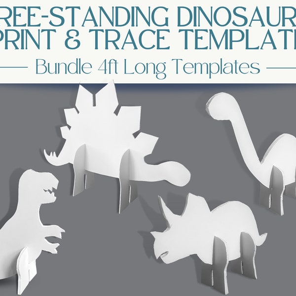 Plantilla de recorte de dinosaurio DIY independiente de 4 pies para niños o niñas/decoraciones lindas para fiestas de dinosaurios/fiesta de cumpleaños temática de dinosaurios