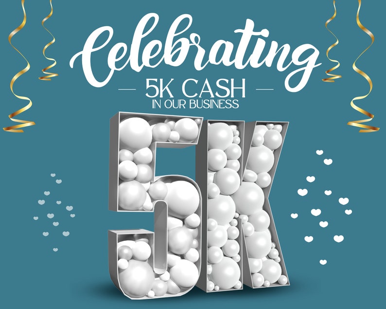 5K Number and Letter Mosaic With Balloons | 2ft, 3ft, 4ft, 5ft, 6ft ...