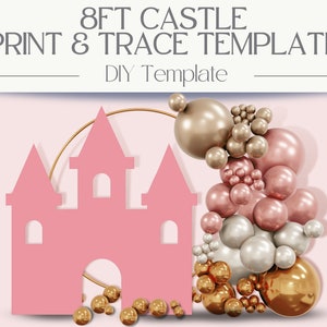 Encantadora plantilla de castillo de 8 pies para telón de fondo/decoración de fiestas/decoraciones de cumpleaños/decoración DIY para baby shower/mosaicos de globos