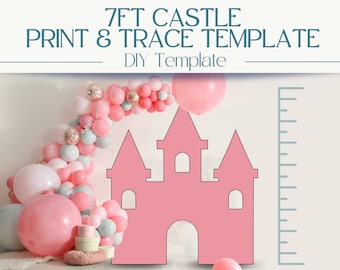 Enchanting 7 Feet Castle Template for Backdrop | Party Decor | Birthday Decorations | DIY Baby Shower Decor | Balloon Mosaics
