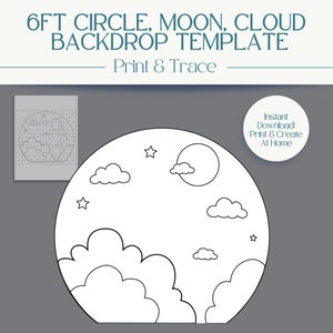 Décorations de toile de fond sur le modèle de lune, de cercle, d&#39;étoile et de nuages de 6 pieds | Fête d&#39;anniversaire | Décorations de fête de naissance bricolage | Mosaïques de ballons