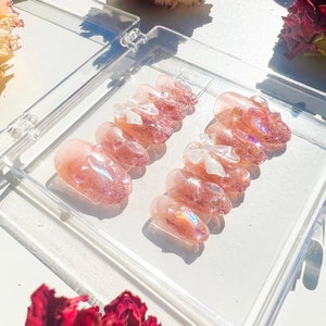 Korean Inspired Abstract Gem Press on Nails | Dainty | Fake Nails | Acrylic| Jelly Nails