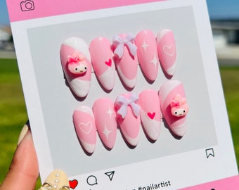 Unghie finte rosa kawaii / anime/ doki doki/ unghie finte