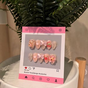 Capybara inspired Cherry Jelly Press on Nails | jelly nails| Kawaii | Fake Nails |