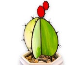 3D Succulent GOLDEN BARREL Premium Handmade Stained Glass Art in USA - Free Shipping