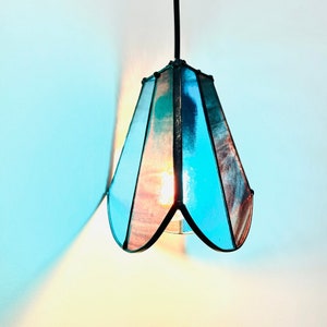 Small Hanging Trinity Lamp_Art Deco Vintage Stained Glass Light - 100% Handmade