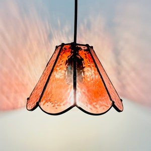 Small Hanging Rose Lamp_Art Deco Vintage Stained Glass Light - 100% Handmade