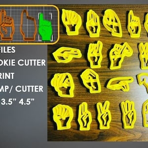 ASL Sign Language Alphabet (DIGITAL files only) Cookie Cutter STL