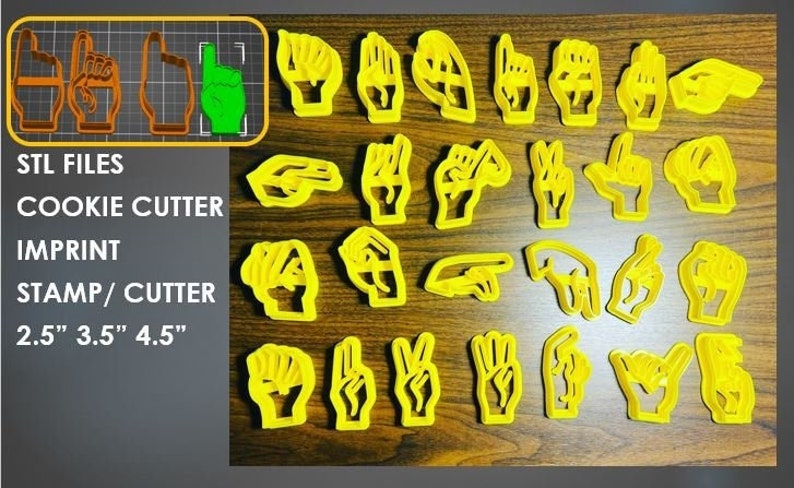 ASL Sign Language Alphabet DIGITAL Files Only Cookie Cutter STL - Etsy ...