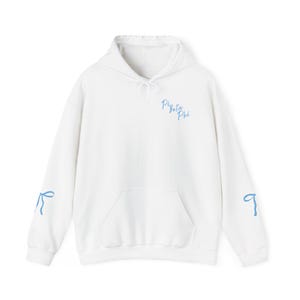 Pi Beta Phi Pink Cursive Sweatshirt with Bonnie Bow Detail for Sorority Sisters, College Events, Gift for Her, Casual Wear, Sorority Apparel