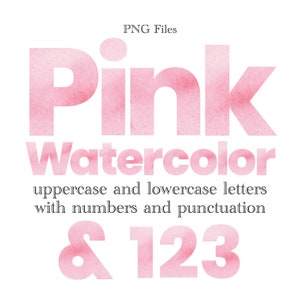 Pink Watercolor Alphabet Letters and Numbers, Bridal Lettering, Watercolor Art, Watercolor Monogram Sublimation, Stationery, Table Numbers