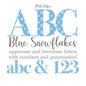 Snowflake Letters PNG, Winter Letters, Blue Snowflake Holiday Lettering, Snowflake Monogram Sublimation, Stationery, Snowflake Numbers